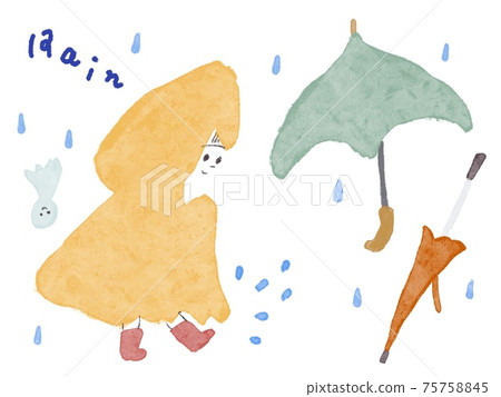 在下雨天的兒童插圖 75758845