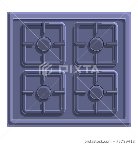 Grill burning gas stove icon, cartoon style 75759418