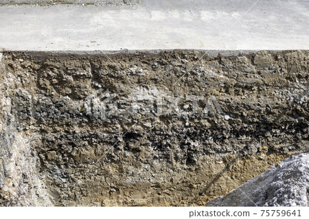 Cross section of asphalt due to waterworks 75759641