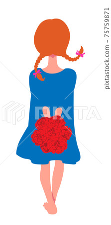 Back view of a girl holding a bouquet of gifts Back view of a girl holding a bouquet of gifts 75759871