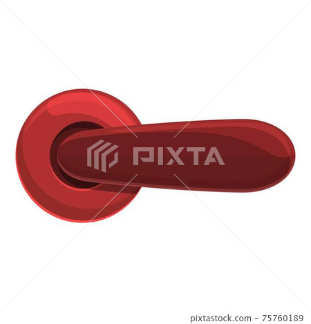 Red door handle icon, cartoon style 75760189