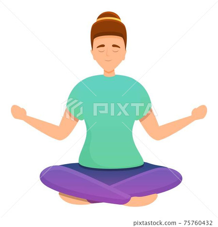 Home meditation icon, cartoon style Home meditation icon, cartoon style 75760432