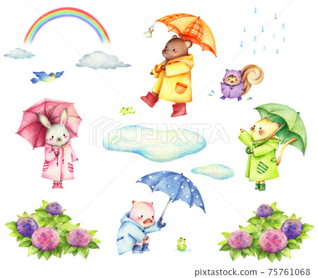 A set of rainy season materials and animals... - Stock Illustration  [75761068] - PIXTA