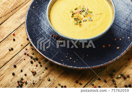 Autumn pumpkin cream soup,homemade food Autumn pumpkin cream soup,homemade food 75762059