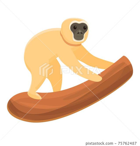 Gibbon on tree branch icon, cartoon style 75762487