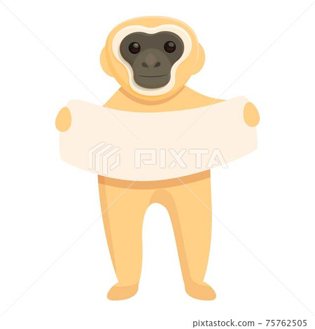 Gibbon banner icon, cartoon style Gibbon banner icon, cartoon style 75762505