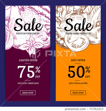 handdrawn fruits and vegetables sale flyer 75762815