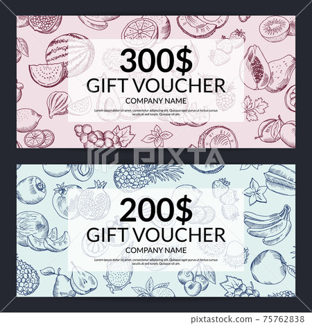 handdrawn doodle fruits and vegetables gift voucher templates handdrawn doodle fruits and vegetables gift voucher templates 75762838