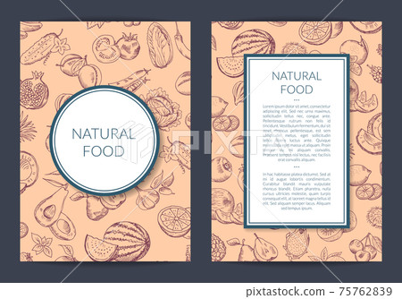 doodle handdrawn fruits and vegetables vegan, healthy food card, brochure, flyer template doodle handdrawn fruits and vegetables vegan, healthy food card, brochure, flyer template 75762839