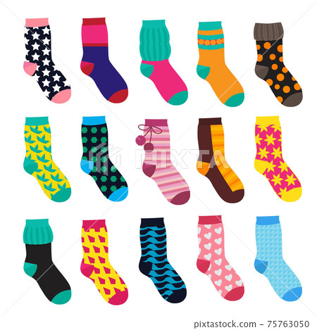 Socks in cartoon style. Elements of kids clothes. illustrations isolate Socks in cartoon style. Elements of kids clothes. illustrations isolate 75763050