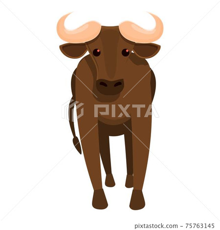 Front view wildebeest icon, cartoon style 75763145