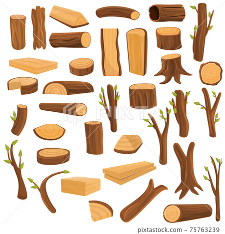Trunk tree icons set, cartoon style - Stock Illustration [75763239] - PIXTA