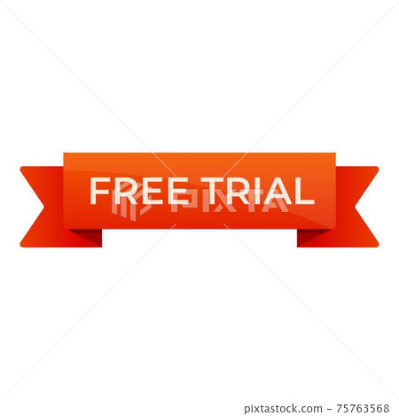 Free trial red ribbon icon, cartoon style Free trial red ribbon icon, cartoon style 75763568