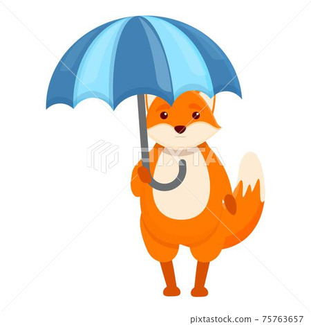 Fox rain umbrella icon, cartoon style 75763657