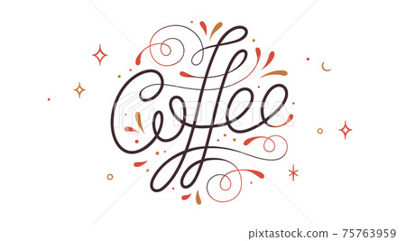Coffee. Hand drawn lettering text Coffee, logo Coffee. Hand drawn lettering text Coffee, logo 75763959