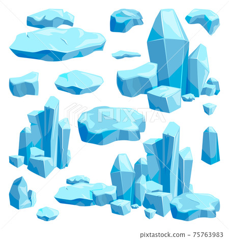 Broken pieces of ice. Game design illustrations in cartoon style Broken pieces of ice. Game design illustrations in cartoon style 75763983