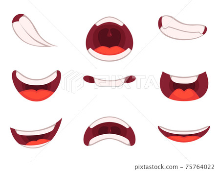Different emotions of cartoon mouths with funny expressions Different emotions of cartoon mouths with funny expressions 75764022