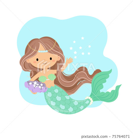 The mermaid throws a small white star in one hand 75764071
