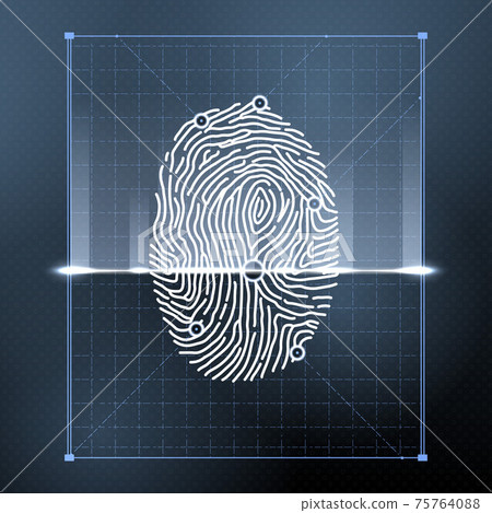 Fingerprint biometric scan for personal verification. Security background illustration 75764088