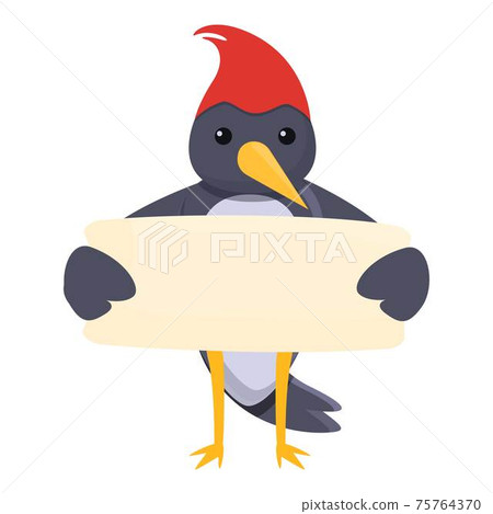 Woodpecker read paper icon, cartoon style 75764370