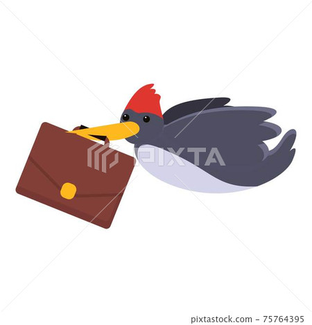 Woodpecker with briefcase icon, cartoon style 75764395