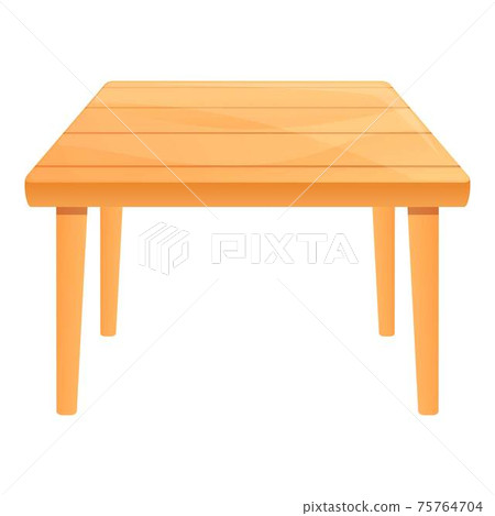 Garden wood table icon, cartoon style 75764704