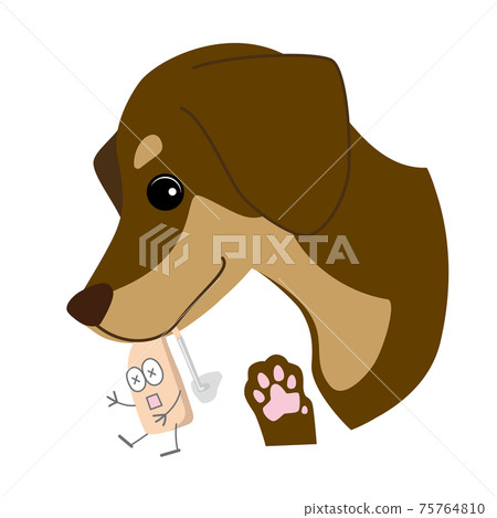 Illustration of a hearing aid for the ear bitten by a dog 75764810