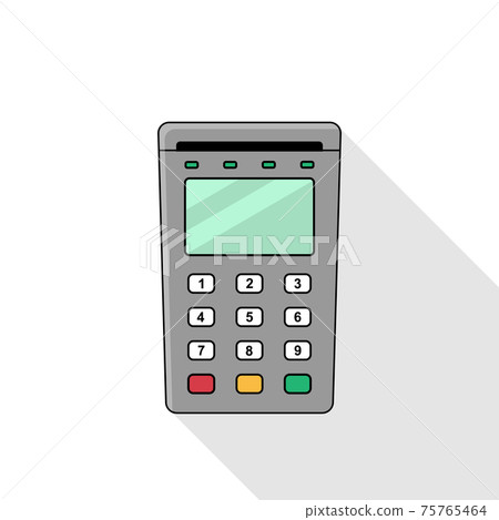 Vector illustration of a bank terminal in flat style. Isolated white background. Vector illustration of a bank terminal in flat style. Isolated white background. 75765464