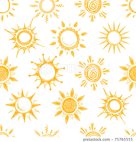 Funny yellow summer sun seamless pattern Funny yellow summer sun seamless pattern 75765555