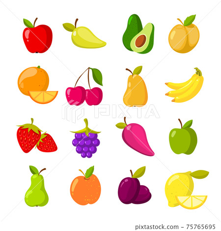 Cartoon fruits clipart collection isolated Cartoon fruits clipart collection isolated 75765695