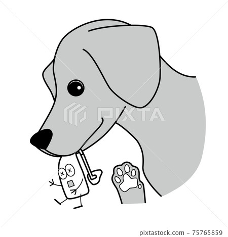 Illustration of a hearing aid for the ear bitten by a dog 75765859
