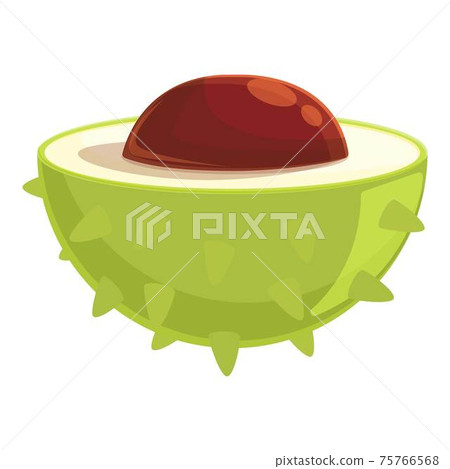 Chestnut half cutted icon, cartoon style Chestnut half cutted icon, cartoon style 75766568