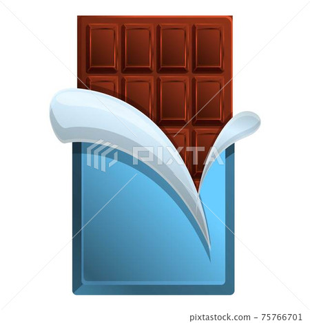 Open chocolate bar icon, cartoon style 75766701