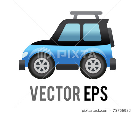 Vector side of blue Sport Utility Vehicle car icon, represents SUV, campervan or motorhome. 75766983
