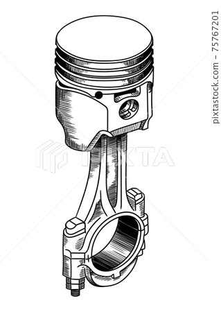Piston and connecting rod. Piston and connecting rod. 75767201