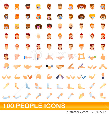 100 people icons set, cartoon style 100 people icons set, cartoon style 75767214