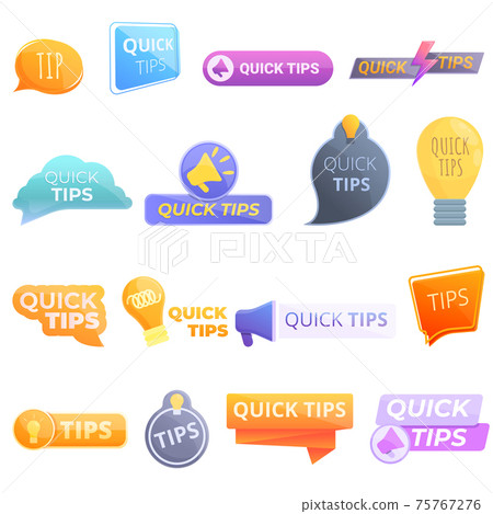 Tips icons set, cartoon style Tips icons set, cartoon style 75767276