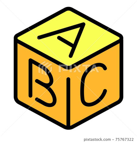 Abc toy cube icon, outline style 75767322