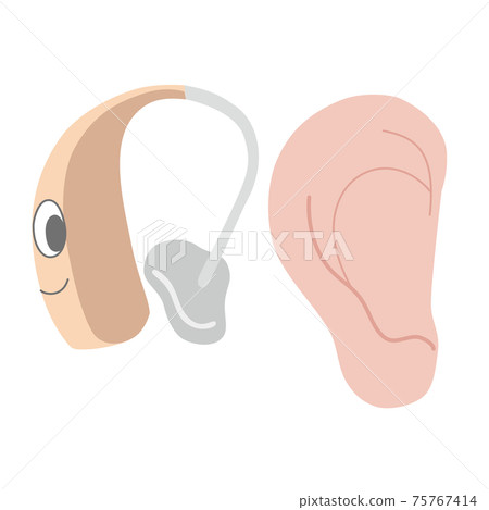 Illustration of ears and hearing aids Illustration of ears and hearing aids 75767414