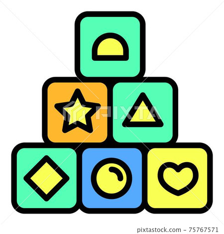 Baby toy cubes icon, outline style Baby toy cubes icon, outline style 75767571