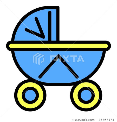 Baby textile pram icon, outline style Baby textile pram icon, outline style 75767573