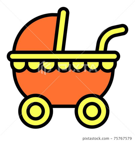 Baby pram icon, outline style Baby pram icon, outline style 75767579
