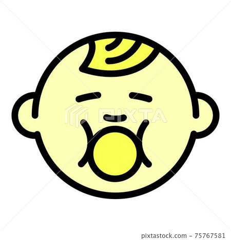 Baby boy face icon, outline style Baby boy face icon, outline style 75767581