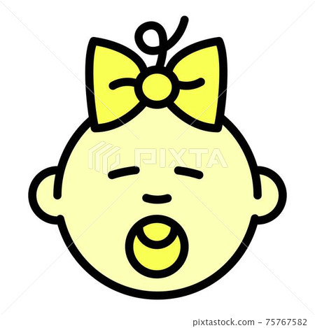 Baby girl face icon, outline style Baby girl face icon, outline style 75767582