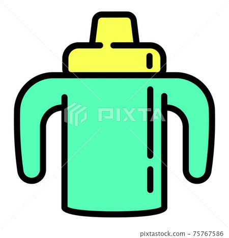 Baby plastic milk bottle icon, outline style 75767586
