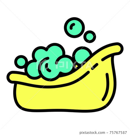 Baby bathtub icon, outline style Baby bathtub icon, outline style 75767587