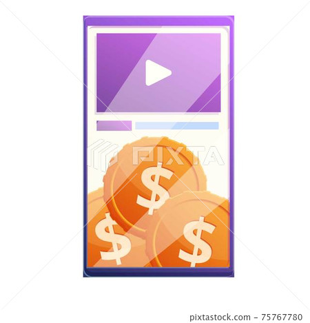 Smartphone video monetization icon, cartoon style Smartphone video monetization icon, cartoon style 75767780