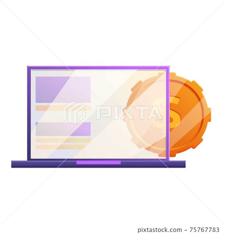 Laptop coin monetization icon, cartoon style 75767783