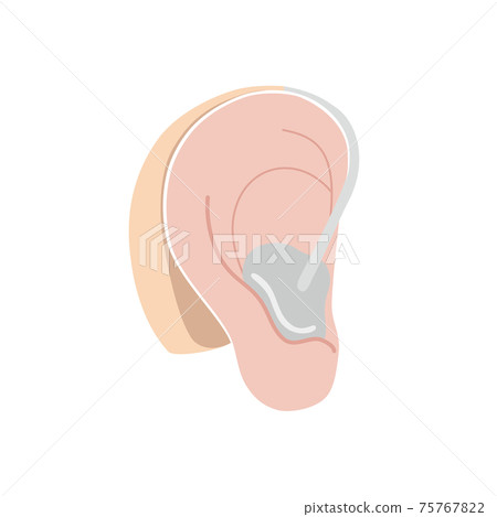 Simple ear and hearing aid illustration 75767822