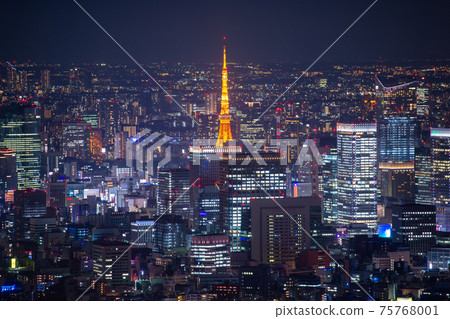 Tokyo city skyline at night. 75768001